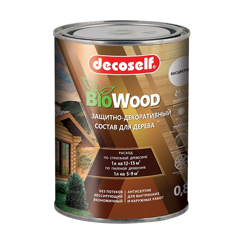 Антисептик лессирующий для дерева БЕСЦВЕТНЫЙ, Decoself 0,8л.