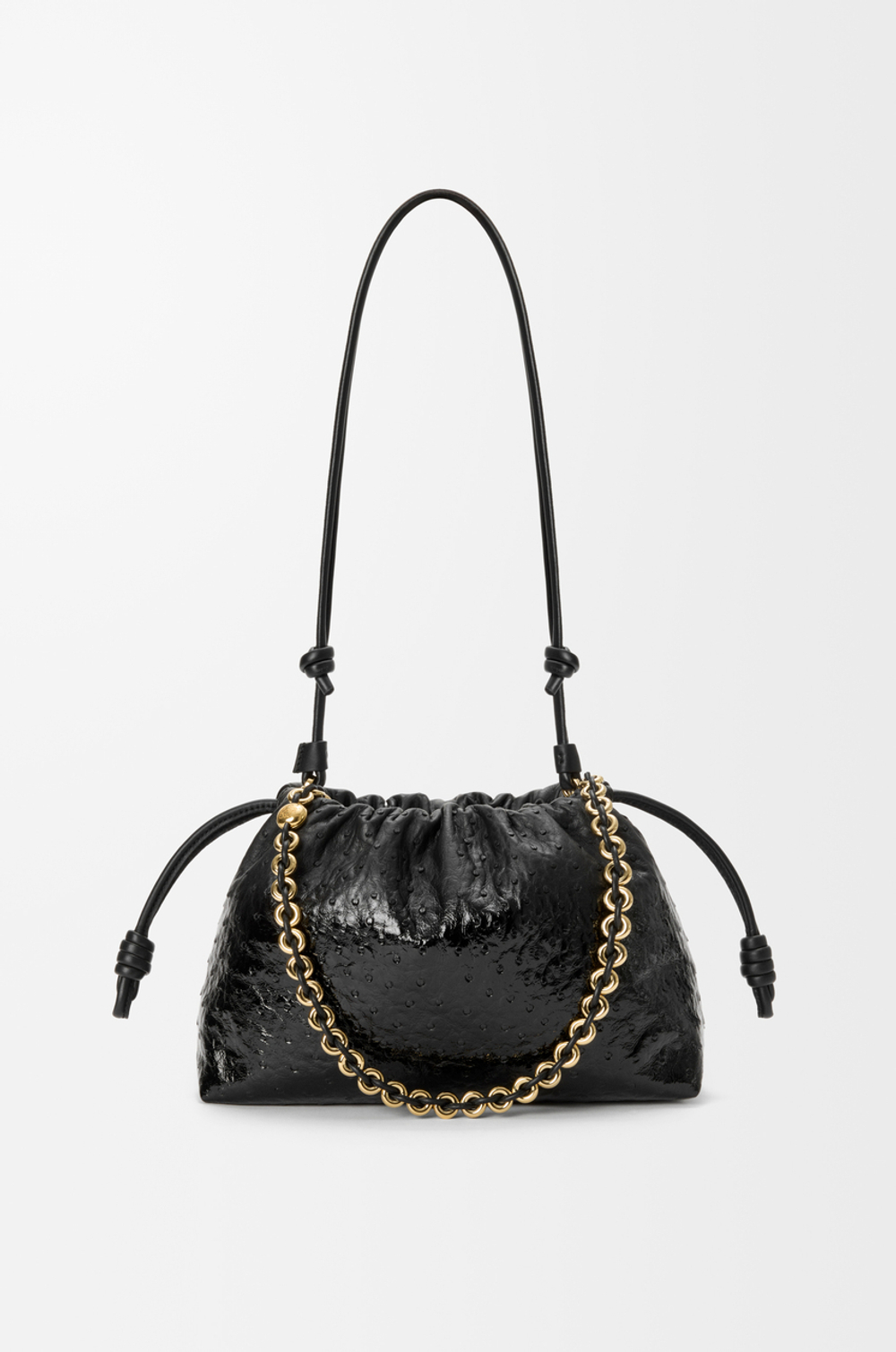 Loewe Сумка Flamenco среднего размера из лакированной кожи страуса с градиентным переходом цвета, черный