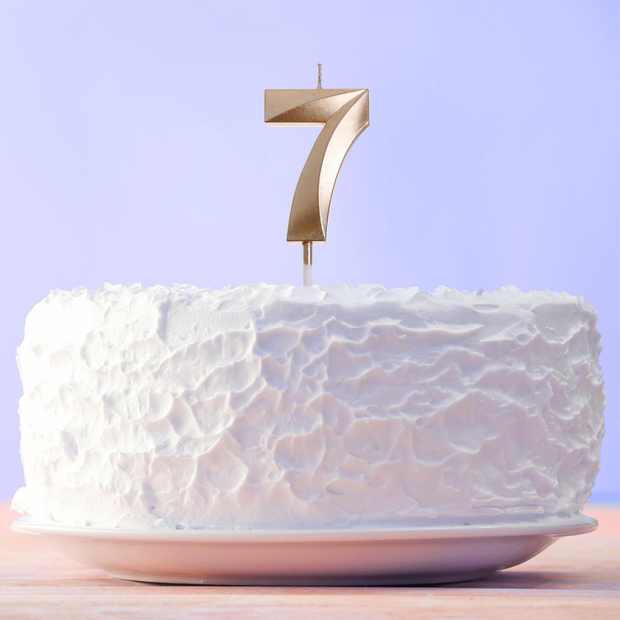 Свеча в торт цифра "7" , шампань, 5 х 12 см