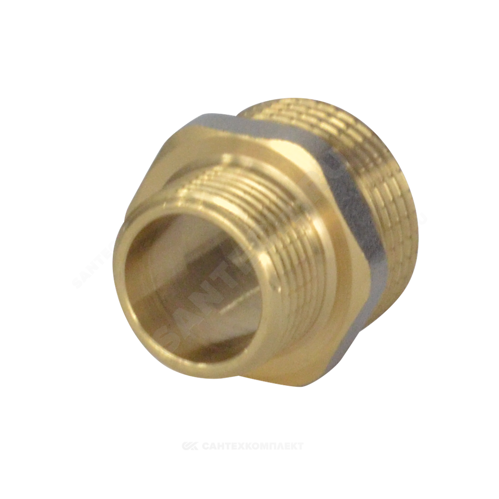 Ниппель латунь никель переходной Ду 25х20 (1"х3/4") НР 9023 ГОСТ 32585-2013 Aquasfera 9023-05
