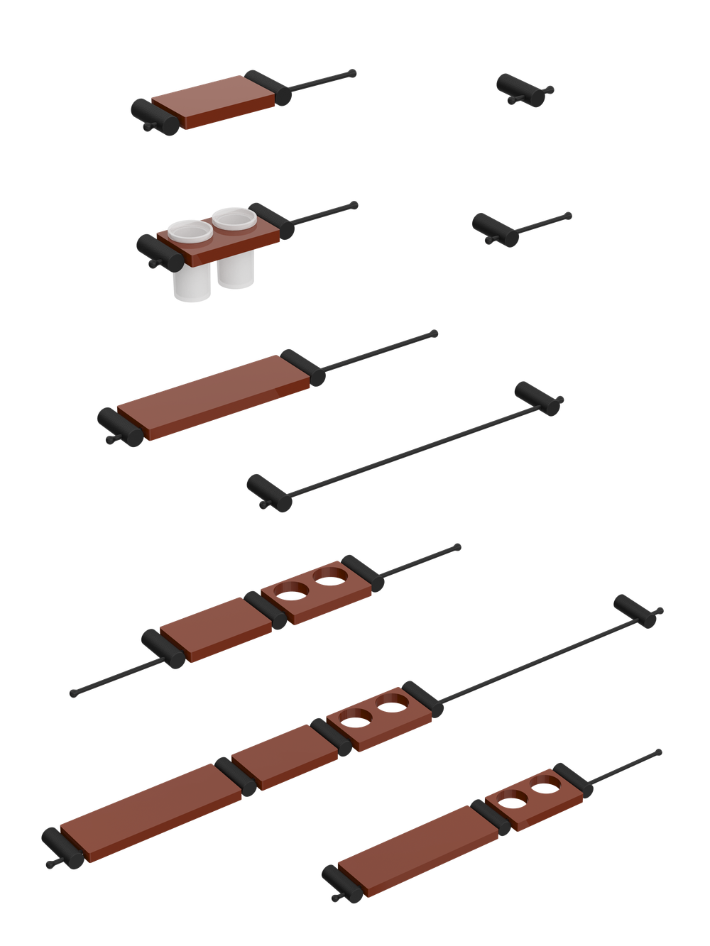 Набор STWORKI Стокгольм S36388BKC трансформер, матовый черный, полки кофейные