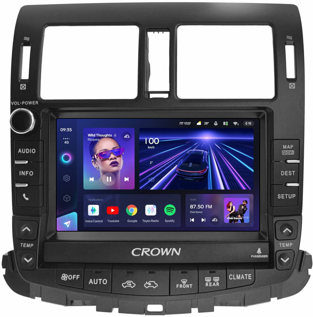 Магнитола для Toyota Crown / Crown Majesta S200 2008-2012 (цветной ШГУ) - Teyes CC3 монитор 9" QLED на Android 10, ТОП процессор, 4Гб+32Гб, CarPlay, 4G SIM-слот