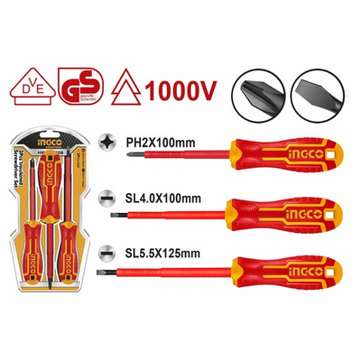 Набор изолированных отверток 3шт. INGCO HKISD0308 INDUSTRIAL