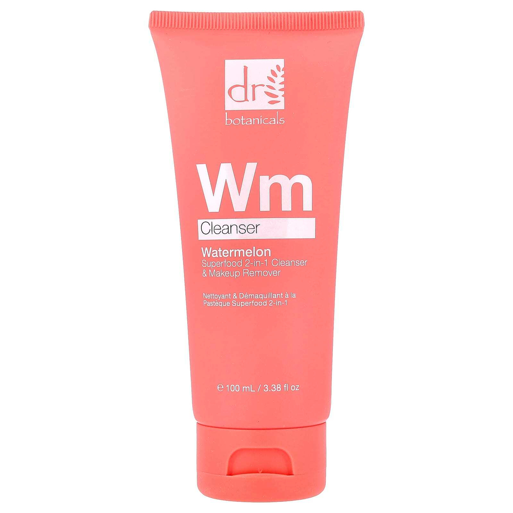 Dr. Botanicals, Watermelon Superfood 2-в-1, очищающее средство и средство для снятия макияжа, для всех типов кожи, 100 мл (3,38 жидк. Унции)