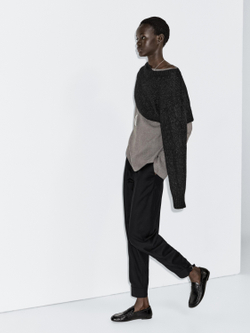 Massimo Dutti Широкие брюки с пряжкой и шерстью, черный