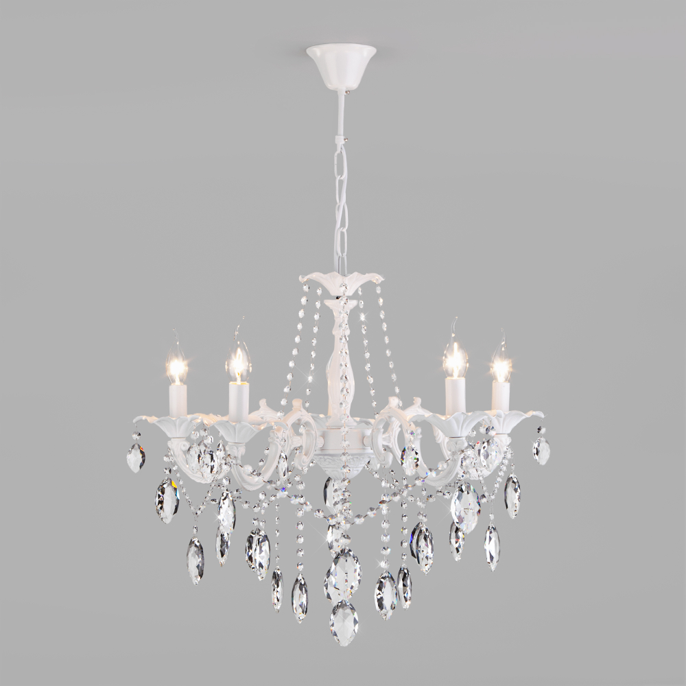 Подвесная люстра 10108/5 белый/прозрачный хрусталь Strotskis