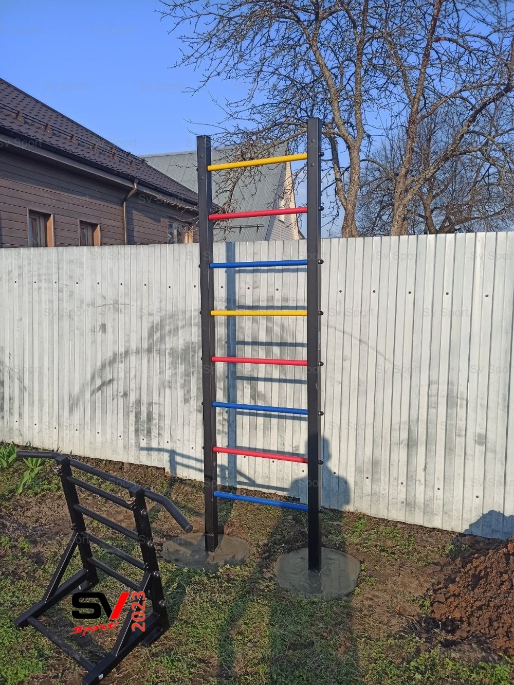 Монтаж уличной шведской стенки Sv Sport (2 вертикальных столба)