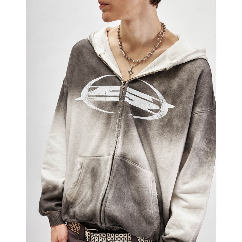 Худи SoWhat? Zip OPM тай-дай белый / серый