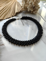 Колье из бисера "Змейка" ручной работы, цвет - Бронза тёмная