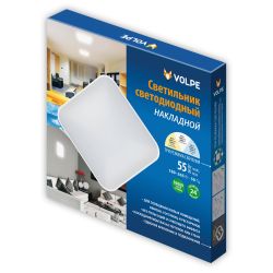 ULI-Q110 55W-3000K+4000K+6500K-S45 WHITE Светильник светодиодный накладной. Теплый свет3000K+Белый свет4000K+Дневной свет6500K. 450х450мм. IP40. Корпус белый. TМ Volpe