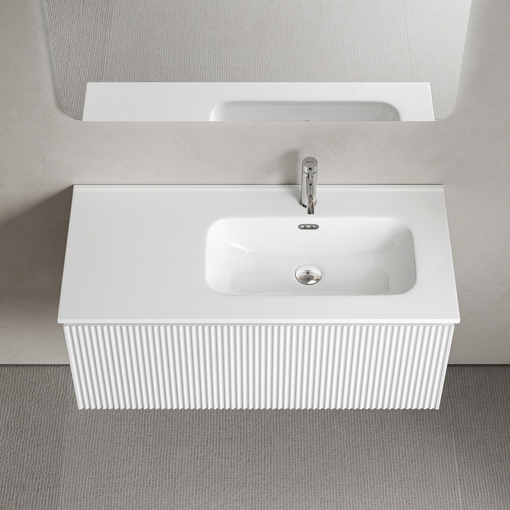 Тумба подвесная SANCOS Snob R 1.0 995х445х406, c одним ящиком оснащенным доводчиками, Bianco , арт.SNR1.0100RW