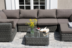 "Лунго" трансформирующаяся лаунж-зона из искусственного ротанга, цвет графит