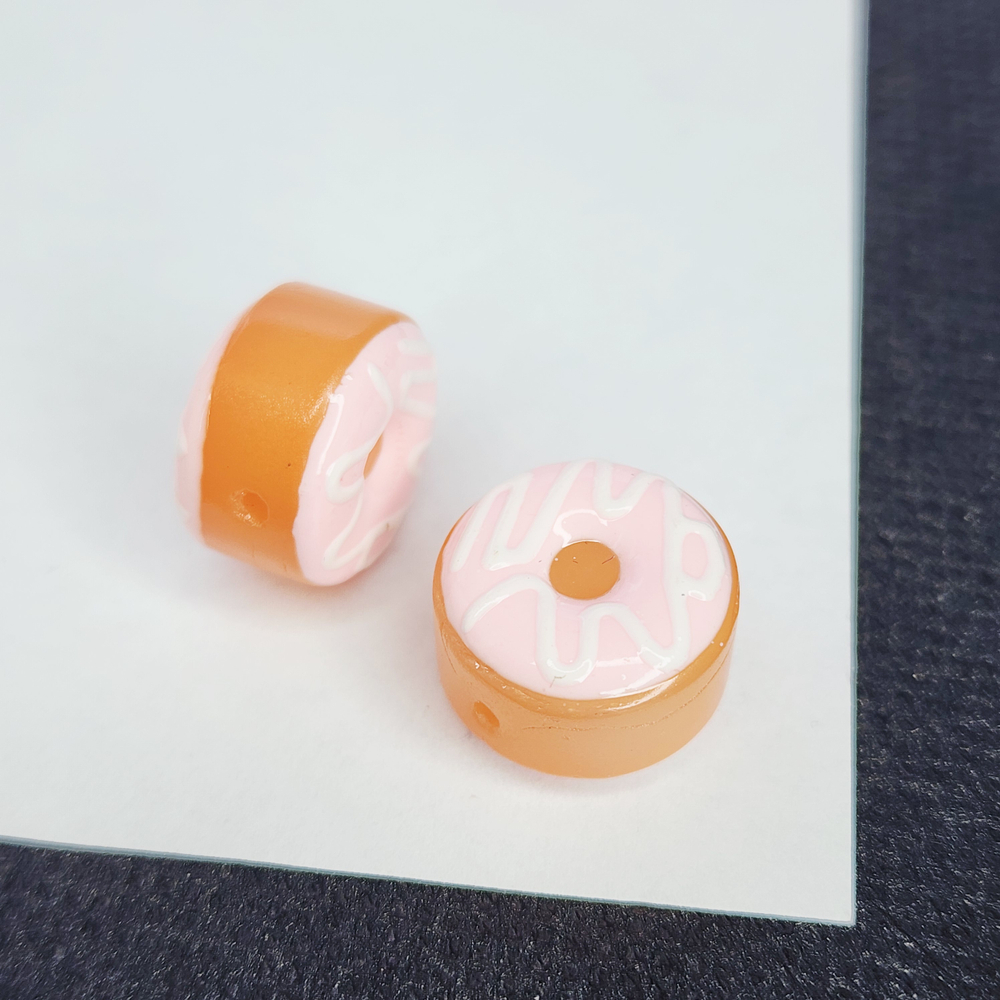 Бусина лэмпворк, пончик с глазурью, р-р 15мм, штучно