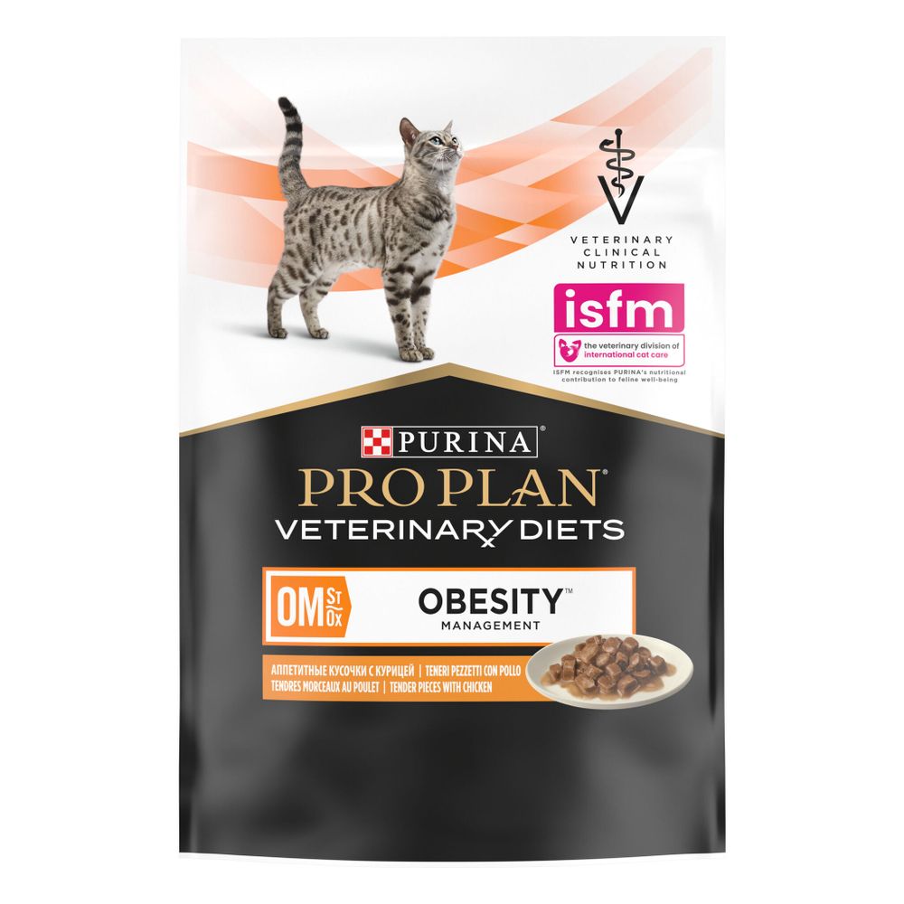 Пауч Pro Plan Veterinary Diets OM ST/OX Obesity Management для кошек при ожирении с курицей в соусе Пауч Pro Plan Veterinary Diets OM ST/OX Obesity Management для кошек при ожирении с курицей в соусе