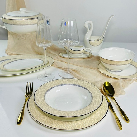 Lenardi 145-001 Обеденный сервиз 28пр. в под.уп. ЖЕМЧУЖИНА (х2) Костяной фарфор.