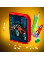 Пенал ПИФАГОР, 1 отделение, полиэстер, 19х13 см, "Monster ca