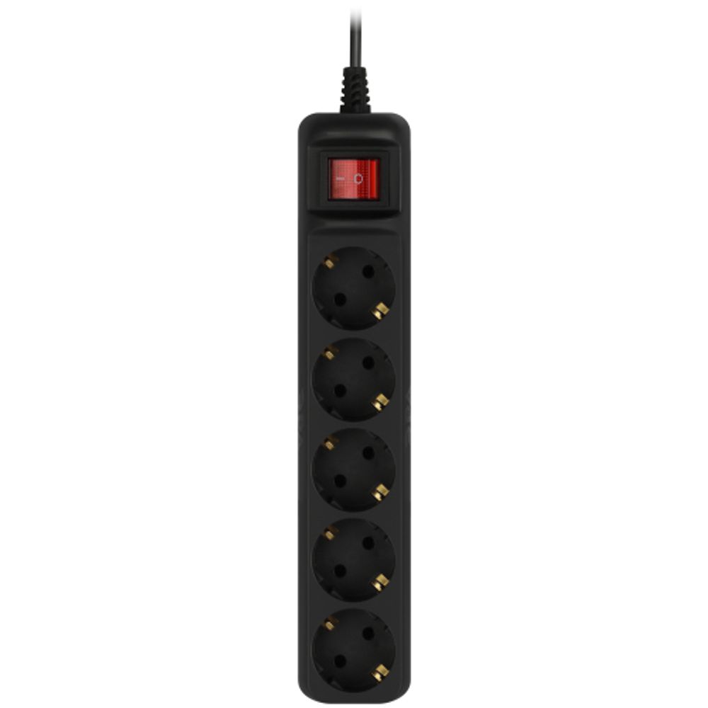 Удлинитель электрический ЭРА UX-5es-3m-B с заземлением с выключателем 5 розеток 3 м ПВС 3x0,75мм2 10А черный