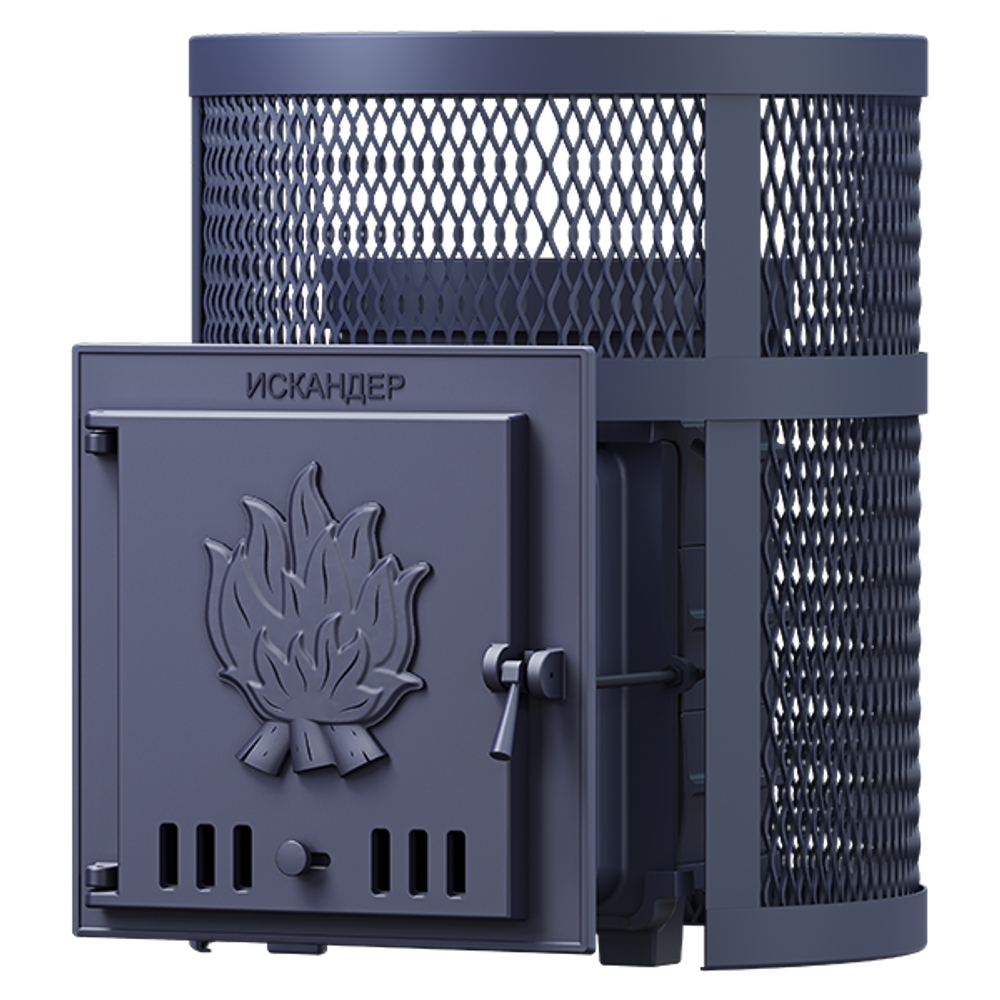 Чугунная печь для бани Искандер 18 в сетке