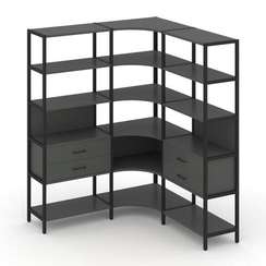 Shelf System Трехсекционный угловой стеллаж пятиярусный с ящиками SN.STMU-531 Антрацит/Металл Черный