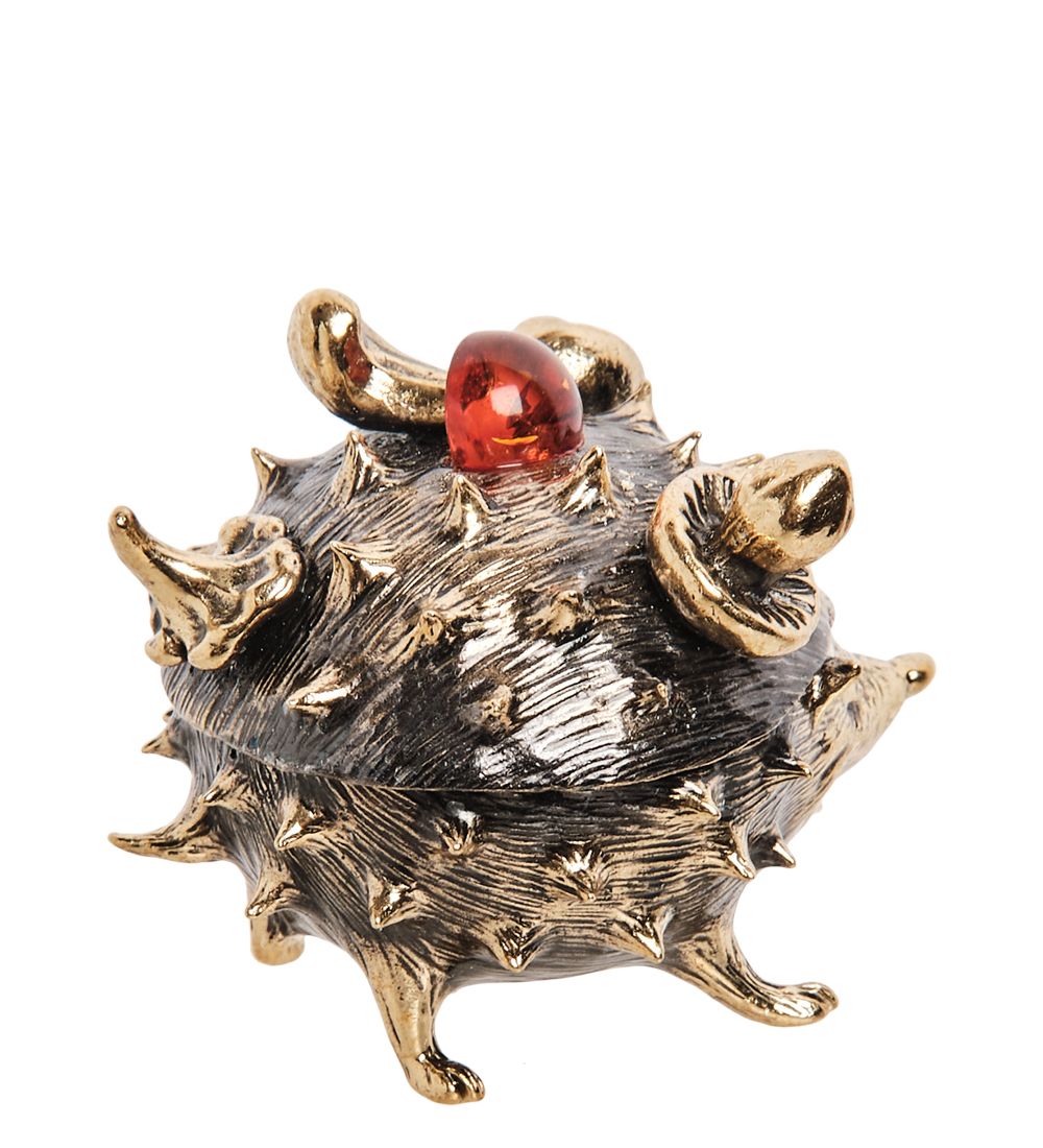 AM-3279 Шкатулка «Ежик» (латунь, янтарь)