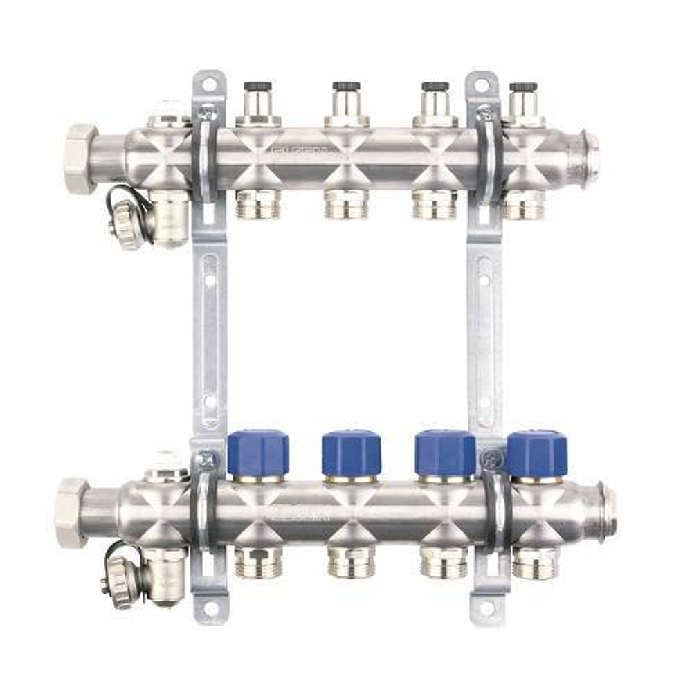 Коллекторная группа для радиаторного отопления ELSEN EMi02 - 1" на 6 контуров 3/4" Евроконус