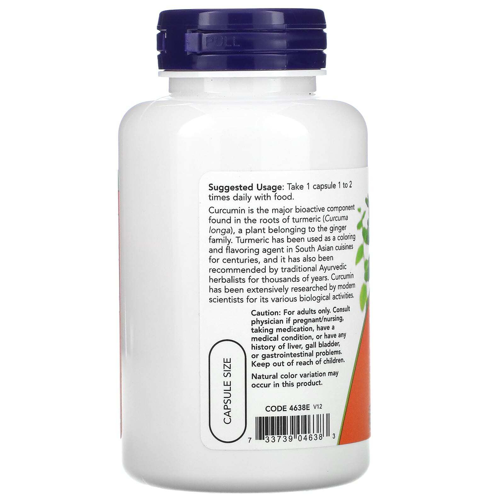 NOW Foods, куркумин из куркумы 60 растительных капсул (665 мг в 1 капсуле)