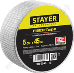 STAYER FIBER-Tape 5см х 45м 3х3 мм, Самоклеящаяся серпянка, PROFESSIONAL (1246-05-45)
