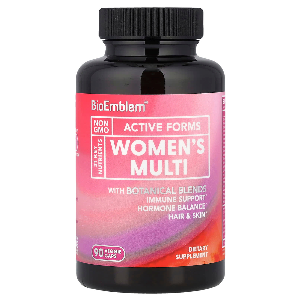 BioEmblem, мультивитамины для женщин, 90 растительных капсул