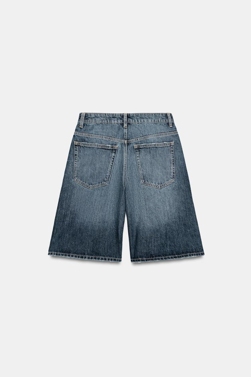 ZARA ДЖИНСОВЫЕ ШОРТЫ TRF BAGGY СО СРЕДНЕЙ ПОСАДКОЙ, СИНИЙ