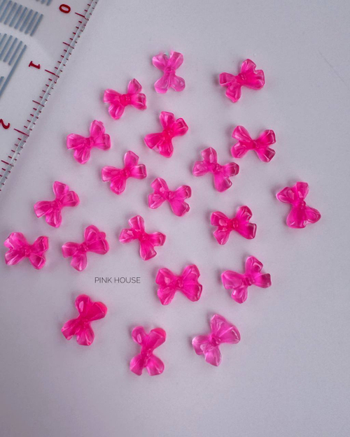 Бант кроха неоновый розовый Pink House 20шт