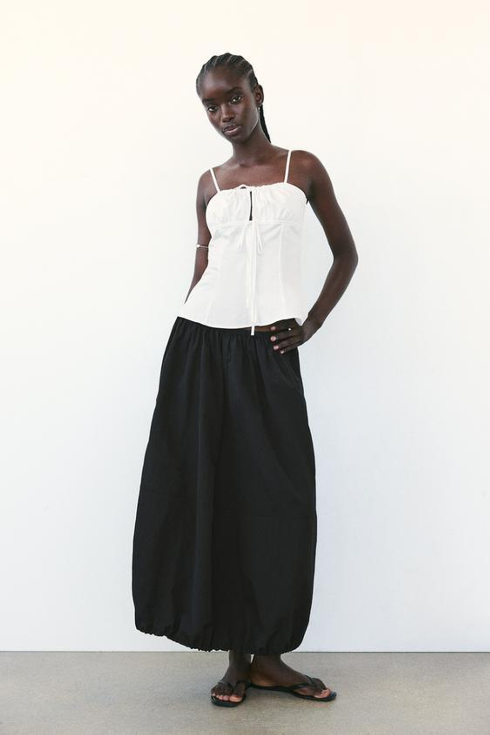 ZARA ТОП ИЗ ГАБАРДИНА С ЗАВЯЗКАМИ, БЕЛЫЙ