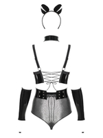 Пикантный костюм кошечки Silveria (Размер: L-XL) (Цвет: серебристый с черным)