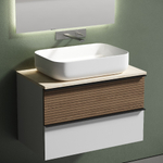 Тумба подвесная Sancos Delta, Дуб светлый/белый 790х445х500, под столешницу без отверстия под смеситель, цвет Kreman