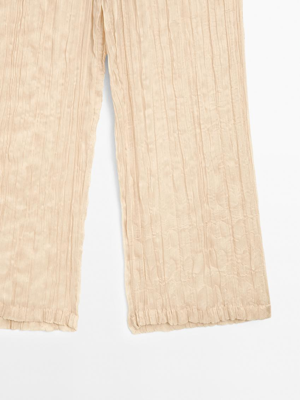 Massimo Dutti Струящиеся брюки в складку - Limited Edition, ванильный