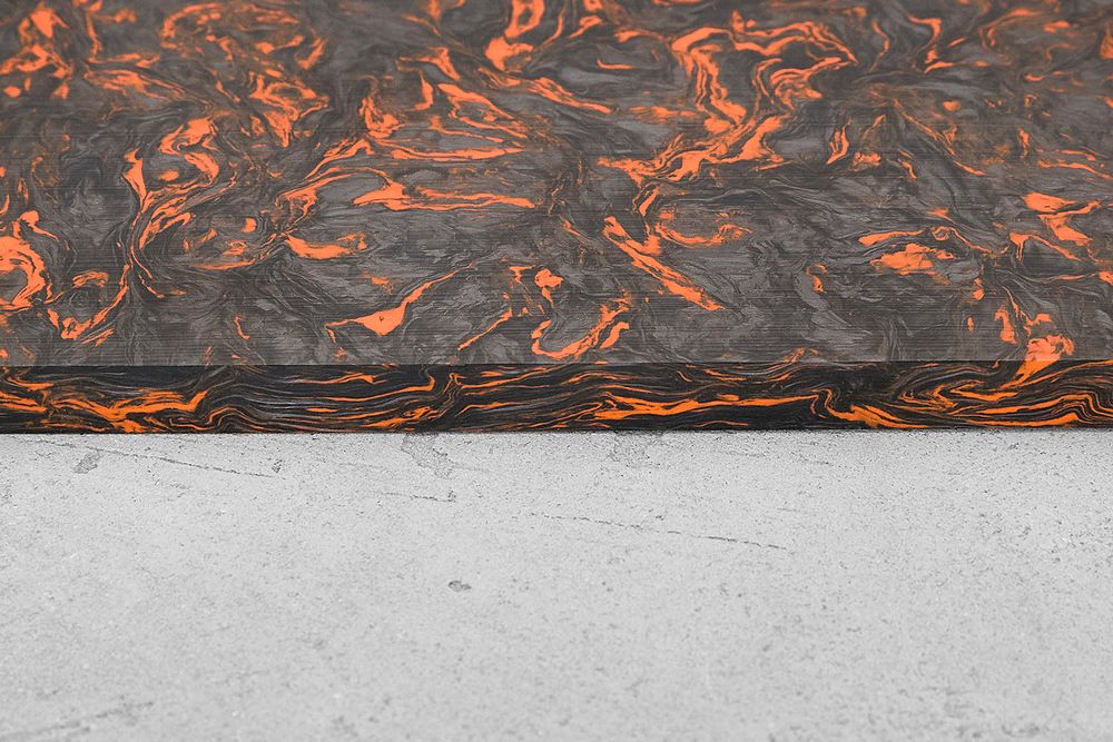 Карбон хаотичный, плашка 130x85x8мм, оранжевый