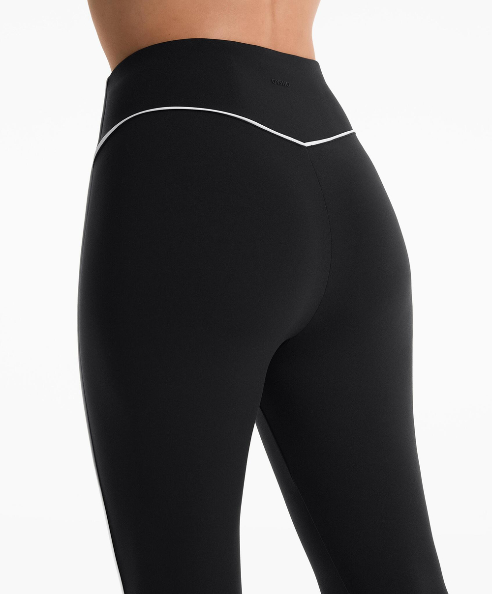 OYSHO Легинсы Comfortlux с высокой талией и окантовкой длиной 65 см до щиколотки, черный