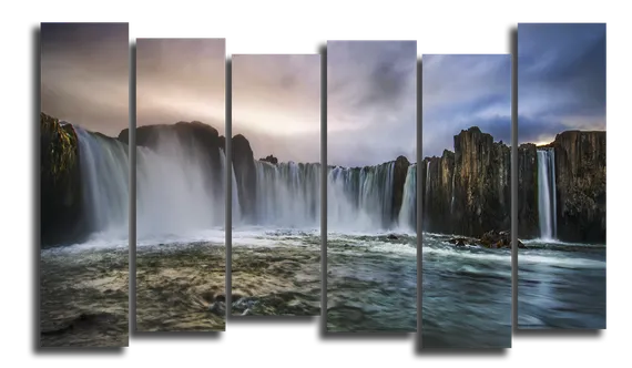 Модульная картина "Водопад вечером"