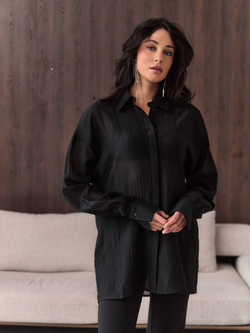 Черная блузка с баской Луна