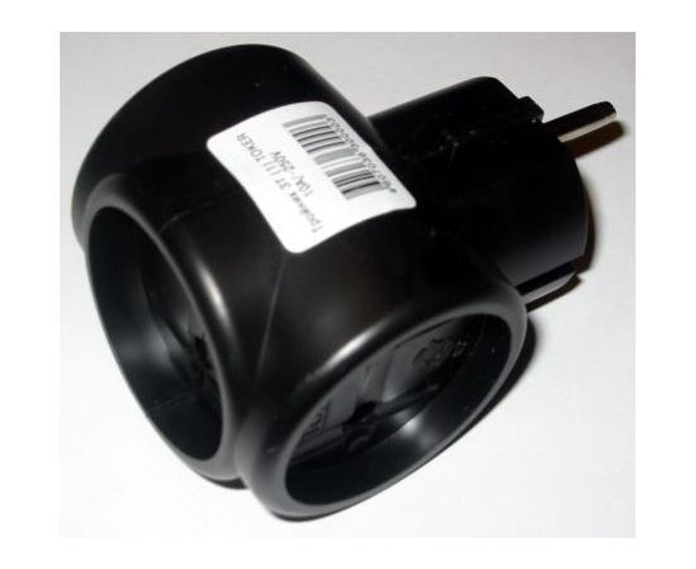 TOKER 3T разветвитель (тройник) 3роз. 6А черный (T-образный) ИУ