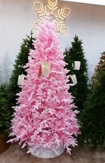 Розовая елка "Фэнтези" литая хвоя заснеженная
