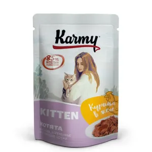 Влажный корм для котят и кошек, Karmy KITTEN, курица в желе, пауч