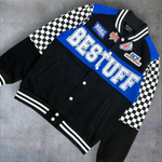 Бомбер, унисекс, хлопок, подкладка флис с начёсом, размер 46-54, цвет чёрный с синим