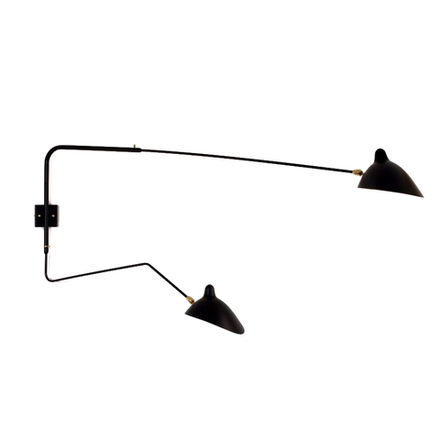 Wall design lamp AP2B1C Two Arms by Serge Mouille (Black)