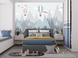 Фотообои горы и воздушные шары