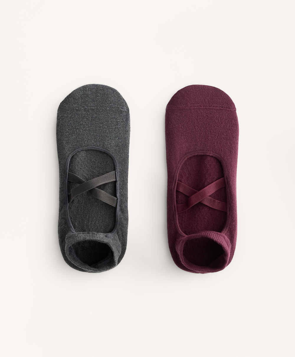 OYSHO Две пары носков из смесового хлопка с резинками для йоги и пилатеса, темно-винный