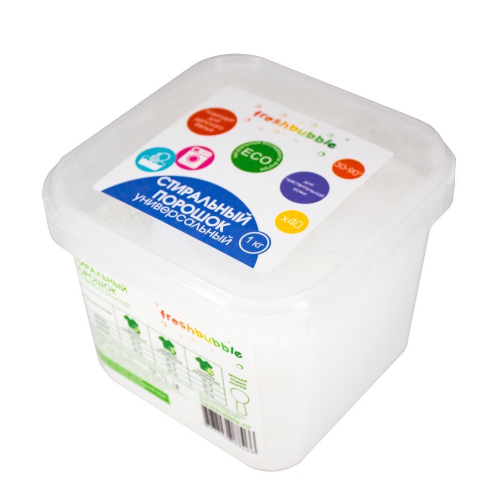 Экологичный порошок для стирки "Универсальный", 1кг (Fresh Bubble) Экологичный порошок для стирки "Универсальный", 1кг (Fresh Bubble)