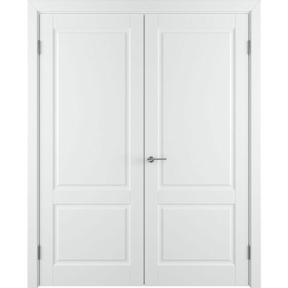 Фото двустворчатой распашной двери Патриция белая эмаль глухая