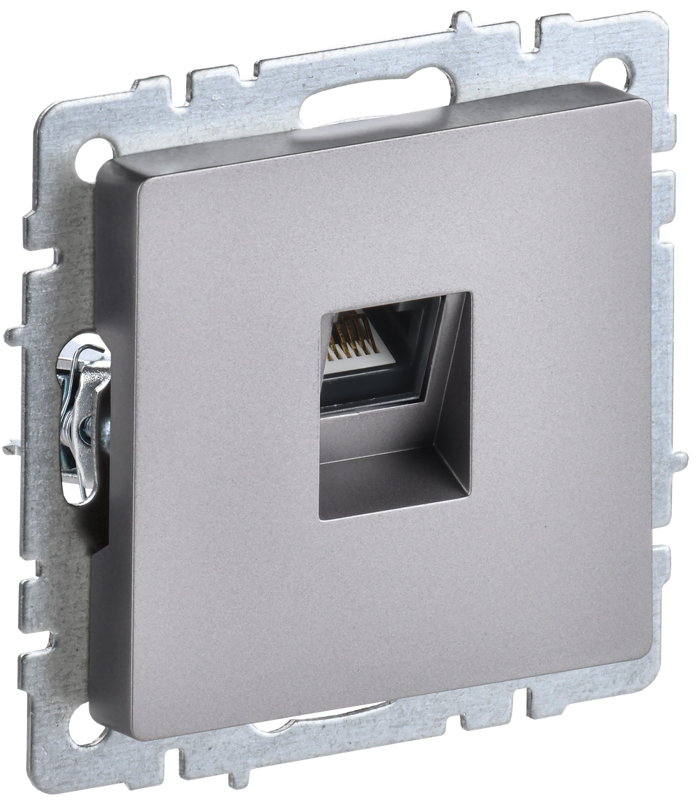 BRITE Розетка компьютерная RJ45 кат.6 РК11-БрС сталь IEK