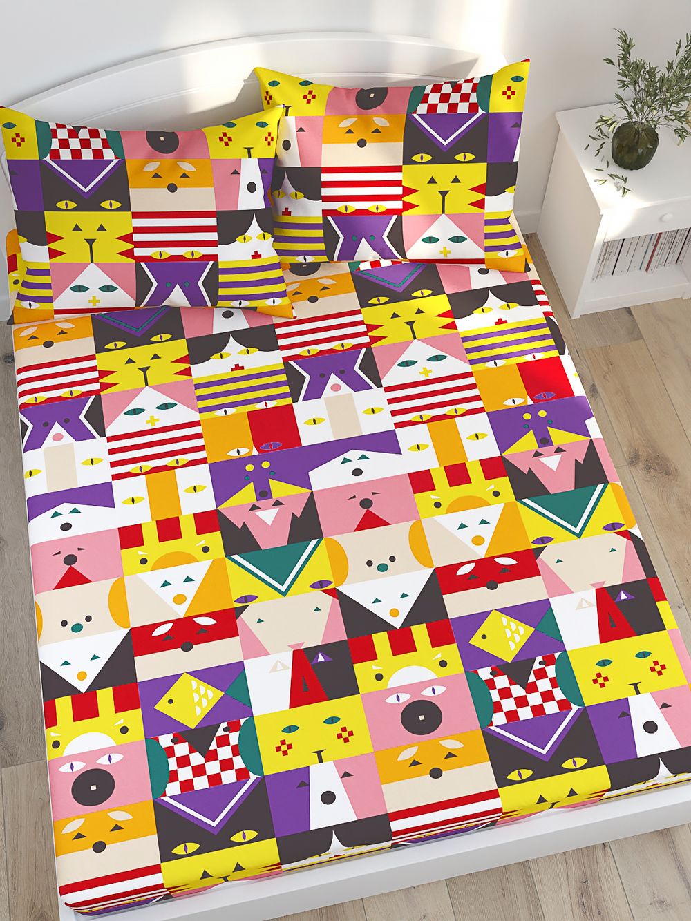 Простынь на резинке Сказка "Маски" 120х200 см, перкаль