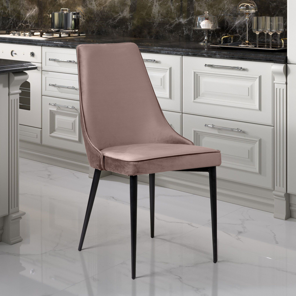 Стул Oliver, бархат пепельно-бежевый 25/ чёрный конус